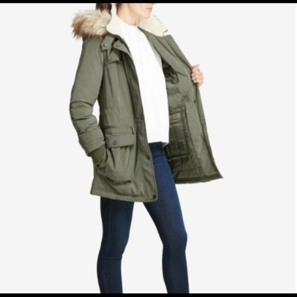 DKNY olive green parka